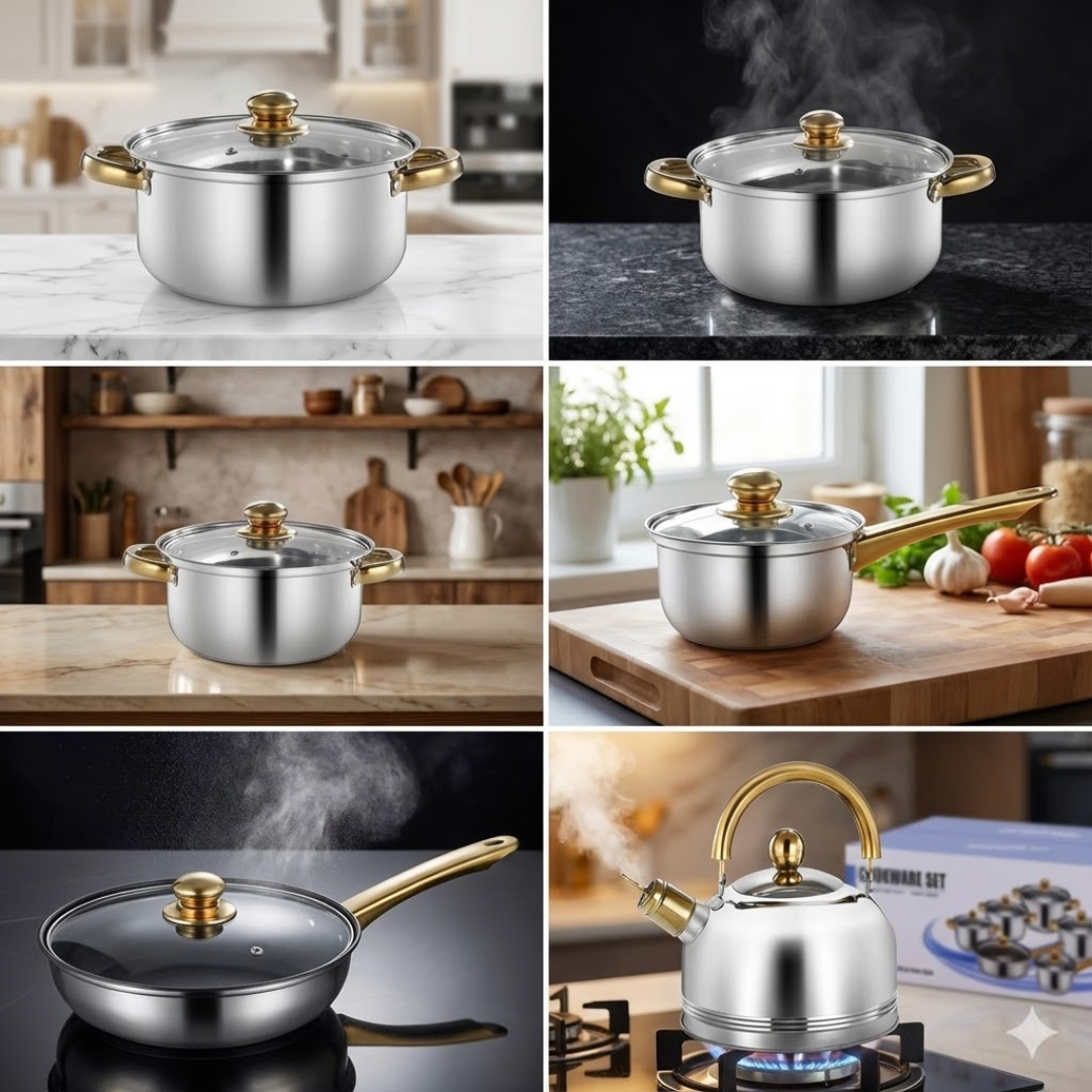 🔥 Kit de Ollas Profesionales 12 Piezas – Compra 2 y Llévate 6 | Acero Inoxidable Premium